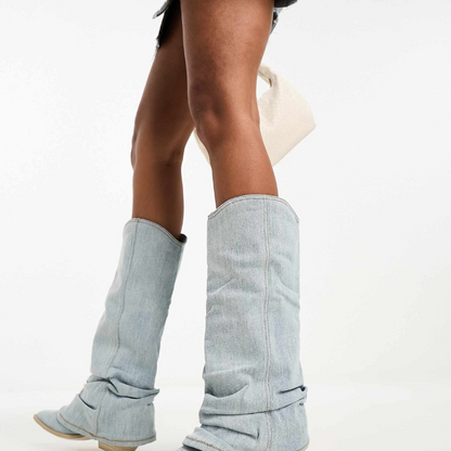 Oriana | Knee-Length Denim Boots