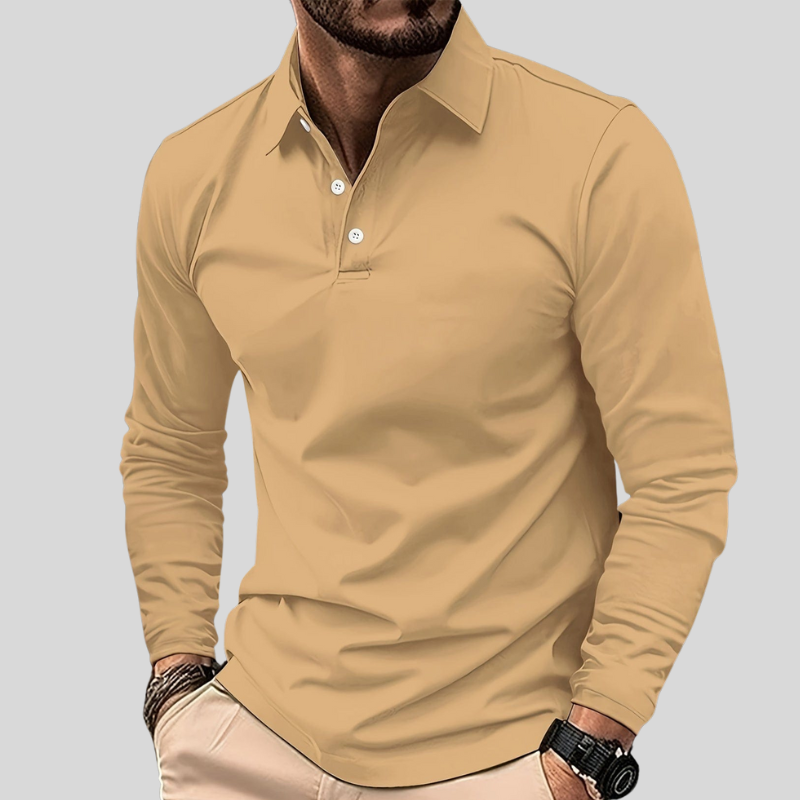 Denavio | Elegant Long Sleeve Polo Shirt