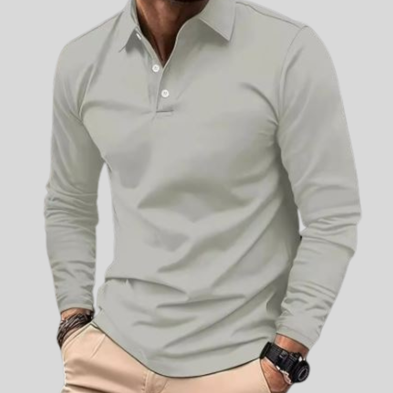 Denavio | Elegant Long Sleeve Polo Shirt