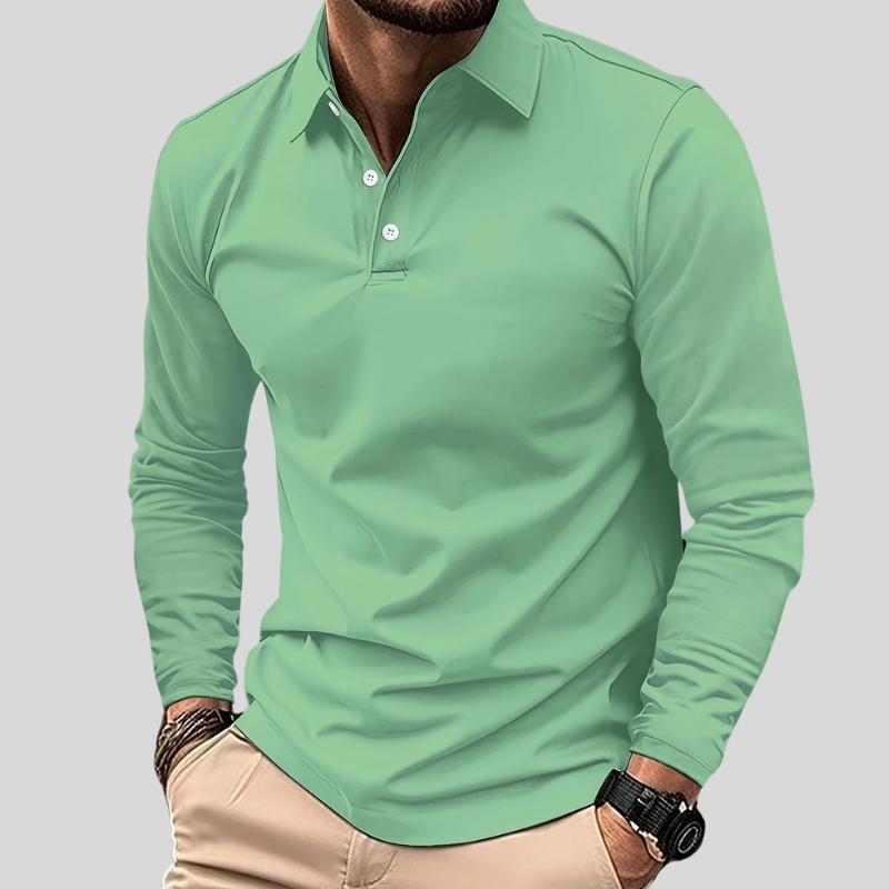 Denavio | Elegant Long Sleeve Polo Shirt