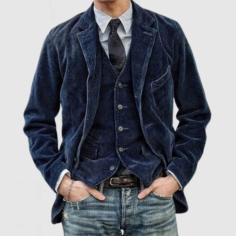 Michere | Men’s Ribbed Suede Blazer & Vest Set