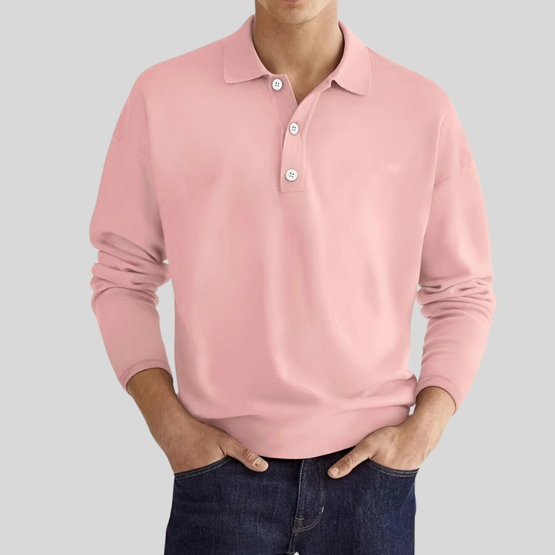 Denavio | Elegant Long Sleeve Polo Shirt