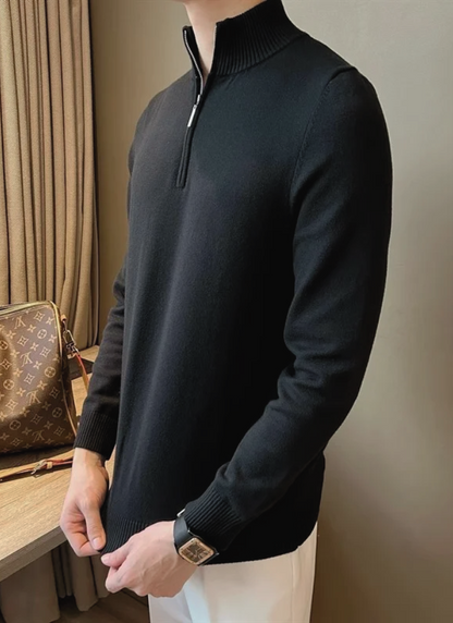 James - Half-Zip Knit Pullover Black