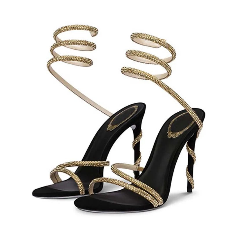 Lyselle | Black Serpent Heels