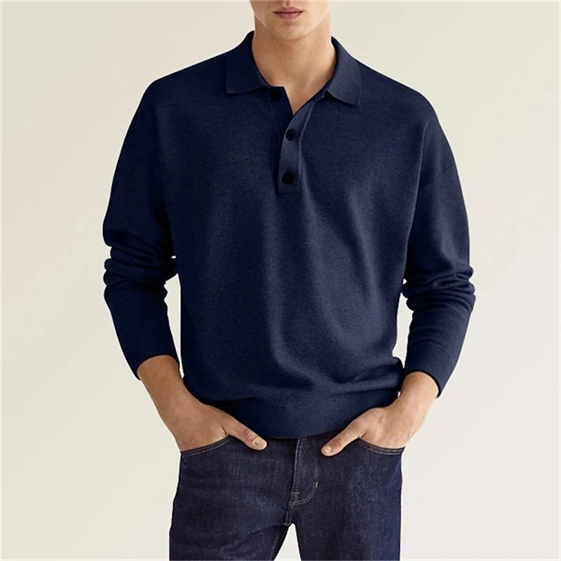 Chavant | Men's Slim Fit Long Sleeve Polo Shirt