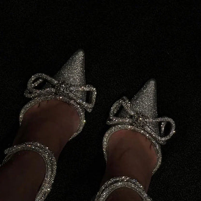 Cyrila | Bow Wrap-Around Crystal Heels